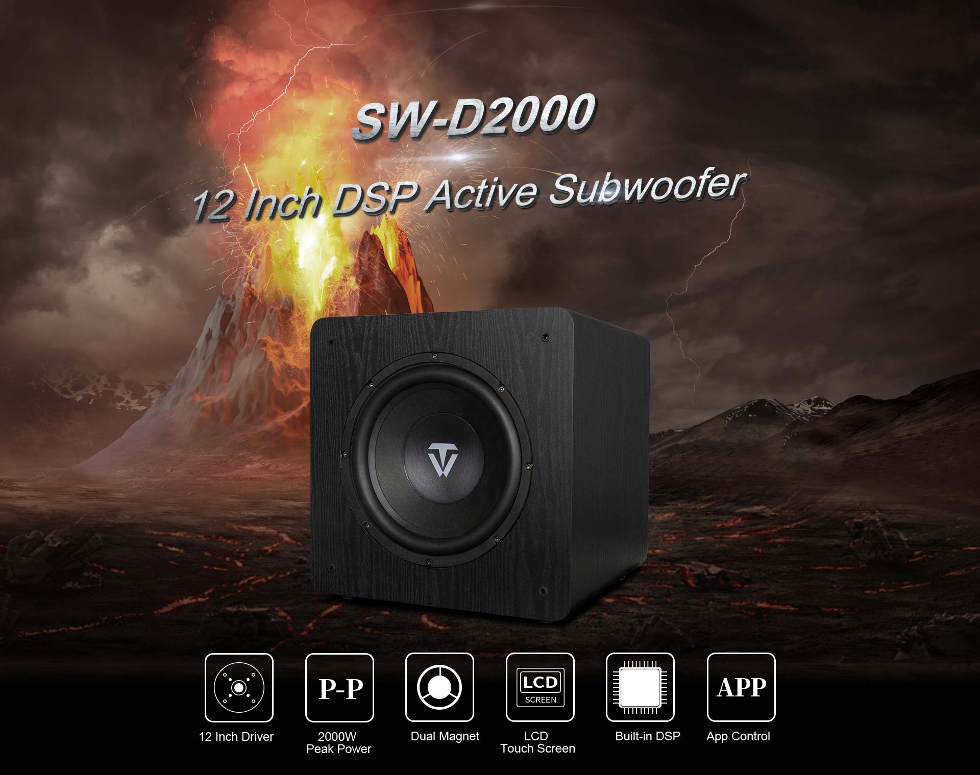 Subwoofer DSP serii Storm 12 cali o mocy szczytowej 2000 W